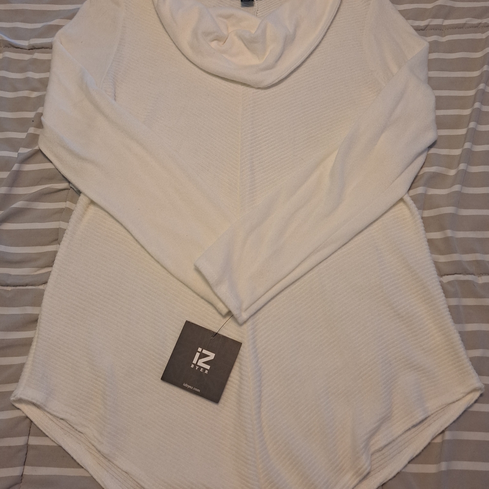 Iz Byer Cream Cowl Neck Top